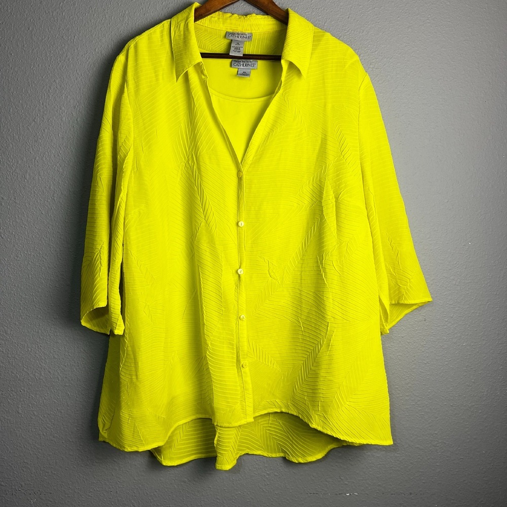 Maggie Barnes Catherines Tunic‎ Top Blouse Button Front 2-Piece Set Plus Size